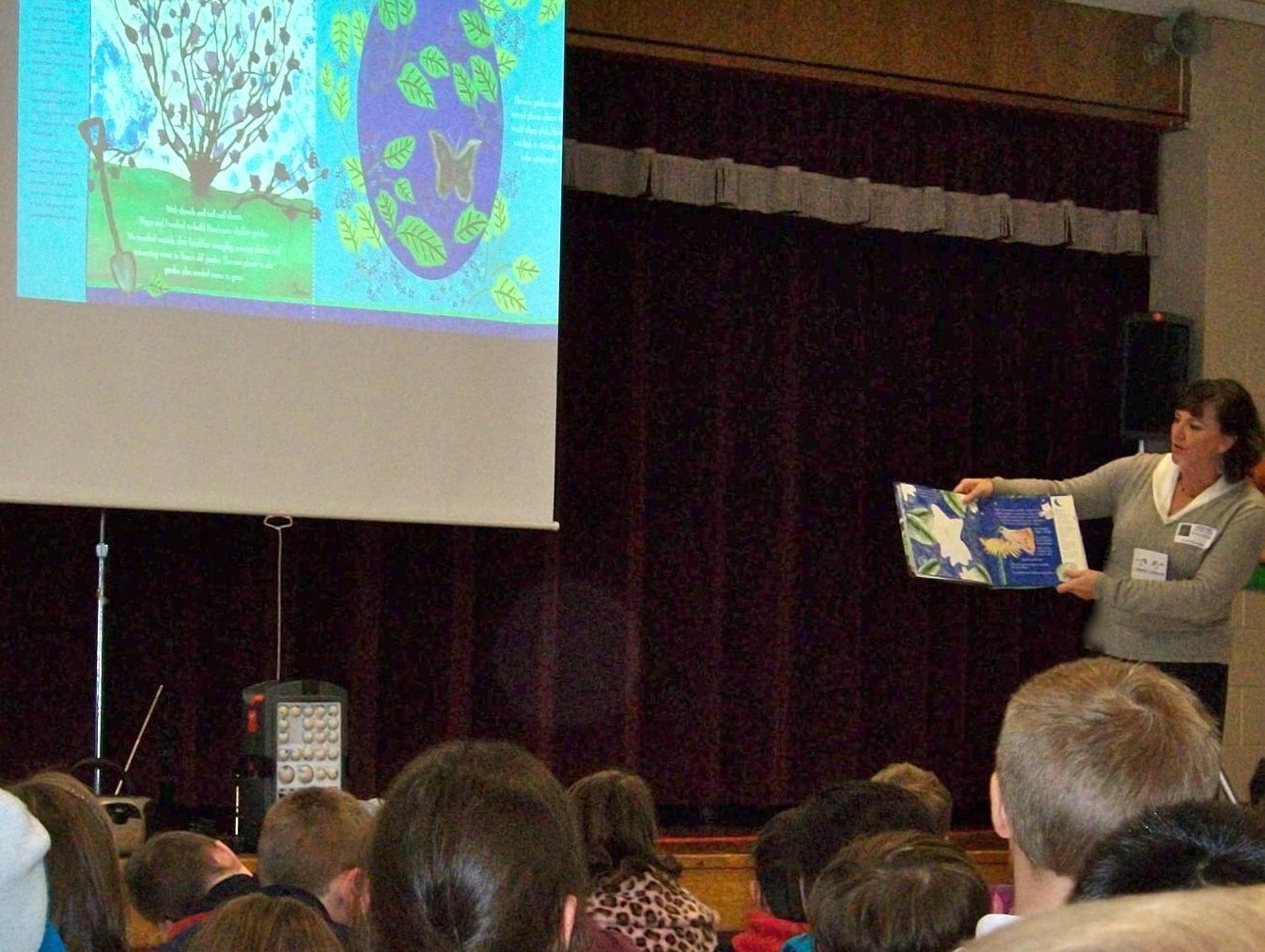 with students at BelAir Elementary to talk about Our Shadow Garden